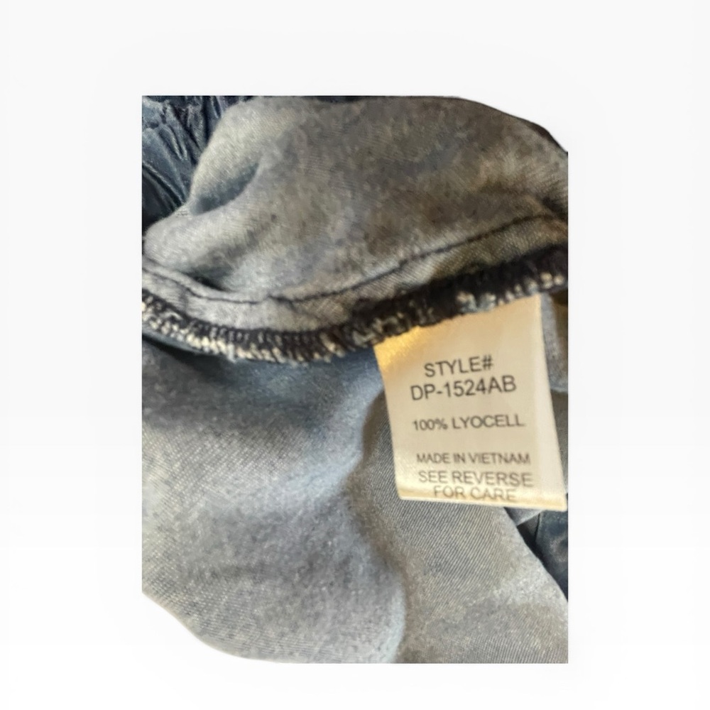 Zenana Outfitters faux Washed Blue Denim 100% Lyocell Elastic Waist Pants - Picture 9 of 14